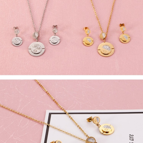 Diamond style Necklace Earrings Set - Picture 2 of 2